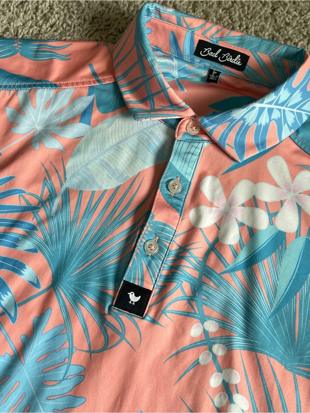 Bad Birdie Short Sleeve Palm Trees Polo Shirt